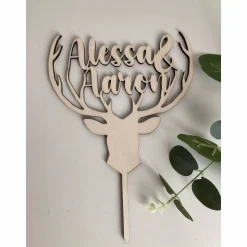 Cake Topper Hirsch Geweih Hochzeit / Kuchendeko heiraten / Geburtstag