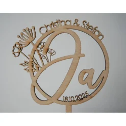 Cake Topper zur Hochzeit | JA | Floral | Personalisierung möglich