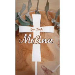 Cake Topper zur Taufe personalisiert mit Namen / Kreuz Caketopper Taufe, Kommunion, Konfirmation