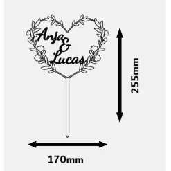Caketopper aus Holz in Herzform - Hochzeit mit Holzdeko für Ihre einzigartige Hochzeitstorte - Tortenaufleger
