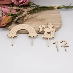 Caketopper Einhorn mit Regenbogen –  Kuchenaufsatz für Geburtstage & Partys