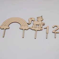 Caketopper Einhorn mit Regenbogen –  Kuchenaufsatz für Geburtstage & Partys