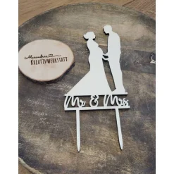 Caketopper Hochzeit, schwangere Braut, Cake Topper, Hochzeitstorte, Torte, Mr & Mrs, Name, Tortenstecker, Wunschname