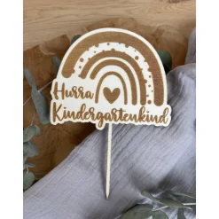 Caketopper "Hurra Kindergartenkind" / Kuchendeko Regenbogen Kindergarten