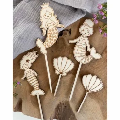 Caketopper Meerjungfrauen Kindergeburtstag / Kuchenstecker Cake Topper Mermaid / Muscheln Cupcake