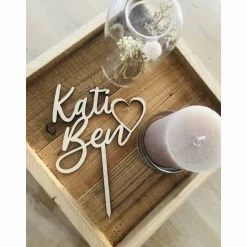 Caketopper personalisiert 2 Namen mit ausgeschnittenem Herz, Hochzeit, Wedding, Hochzeitstorte