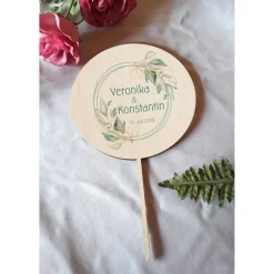 Caketopper Pflanzenstecker Acryl Holz Salbei rund