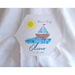 Caketopper Pflanzenstecker Acryl Holz Segelboot