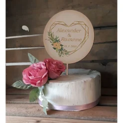 Caketopper Pflanzenstecker Acryl Holz Geometric Heart