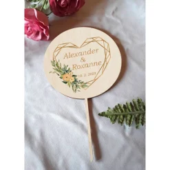 Caketopper Pflanzenstecker Acryl Holz Geometric Heart