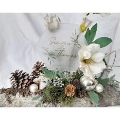 Caketopper Pflanzenstecker Acryl Holz Greenery Hexagon