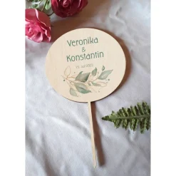 Caketopper Pflanzenstecker Acryl Holz Salbei rund