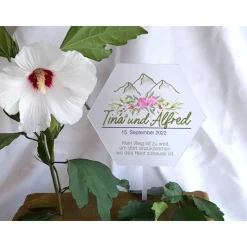 Caketopper Pflanzenstecker Acryl Holz Bergliebe