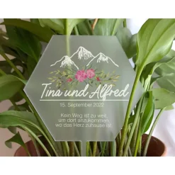 Caketopper Pflanzenstecker Acryl Holz Bergliebe