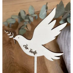 Caketopper Taube "Zur Taufe" / Kuchendeko Kuchenstecker Taufe Kommunion Konfirmation