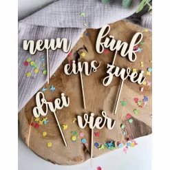 Caketopper Zahlen / Cake Topper Geburtstagszahlen für Kuchen / Holzzahlen Geburtstagskuchen / Zahl ausgeschrieben