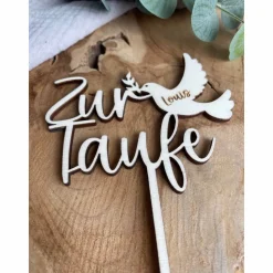 Caketopper zur Taufe / Kuchendeko personalisiert mit Namen / Cake Topper Taufe mit Taube