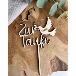 Caketopper zur Taufe / Kuchendeko personalisiert mit Namen / Cake Topper Taufe mit Taube