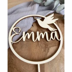 Caketopper zur Taufe Kommunion Konfirmation mit Namen / Kuchendeko personalisiert mit Taube / Cake Topper