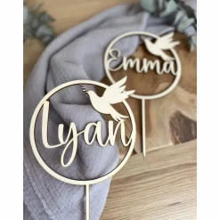 Caketopper zur Taufe Kommunion Konfirmation mit Namen / Kuchendeko personalisiert mit Taube / Cake Topper
