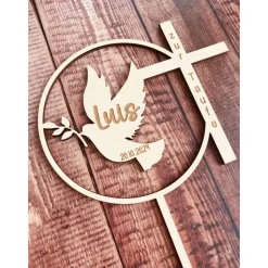 Caketopper zur Taufe personalisiert und graviert, Caketopper zur Geburt, baptism Caketopper, Kuchendekoration, Tortenfig