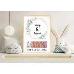 CANVA Design | Geldgeschenk 18. Geburtstag | persönliches Geburtstagsgeschenk Tochter Sohn | PDF Datei | Eukalyptus