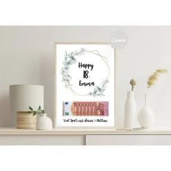 CANVA Design | Geldgeschenk 18. Geburtstag | persönliches Geburtstagsgeschenk Tochter Sohn | PDF Datei | Eukalyptus