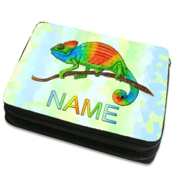 Chamäleon Federmäppchen inkl. Inhalt mit Name / personalisierbar