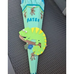 Chamäleon Schultüte Zuckertüte als DIY Set oder in handarbeit hergestellt-personalisiert, individuell