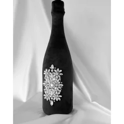 Champagnerflaschenhülle aus Samt mit Kristalle Personalisierbares Geschenk – Ideal für Geburtstag, Hochzeit Jubiläum