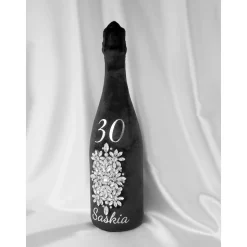 Champagnerflaschenhülle aus Samt mit Kristalle Personalisierbares Geschenk – Ideal für Geburtstag, Hochzeit Jubiläum