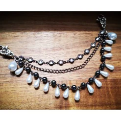 Charivari , Kette, Ohrringe fürs Dirndl, Dirnd- Schmuck, Hämatit und Perlen