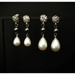 Charivari , Kette, Ohrringe fürs Dirndl, Dirnd- Schmuck, Hämatit und Perlen