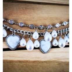 Charivari , Kette, Ohrringe fürs Dirndl, Dirnd- Schmuck, Herz und Perlen