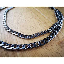 Charivari aus Edelstahl, Basiskette, Trachtenschmuck, 2reihig