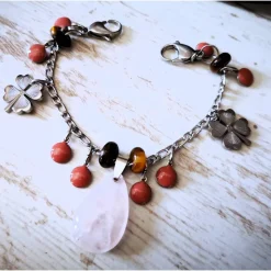 Charivari aus Edelstahl, Dirnd- Schmuck,Trachten, Rosenquarz und Tigerauge