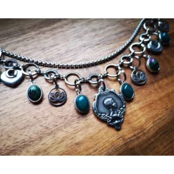 Charivari aus Edelstahl, Dirnd- Schmuck,Trachten, Jade grün