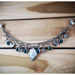 Charivari aus Edelstahl, Dirnd- Schmuck,Trachten, Jade grün