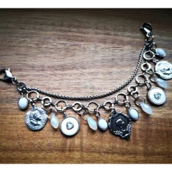 Charivari aus Edelstahl, Dirnd- Schmuck,Trachten, Jade weiss