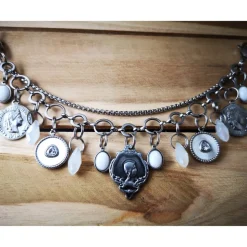 Charivari aus Edelstahl, Dirnd- Schmuck,Trachten, Jade weiss