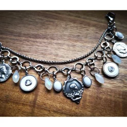 Charivari aus Edelstahl, Dirnd- Schmuck,Trachten, Jade weiss