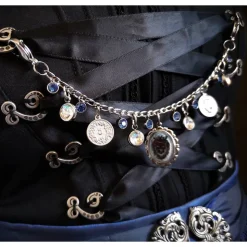 Charivari aus Edelstahl, Dirnd- Schmuck,Trachten, Löwe, Strass, blau -weiss