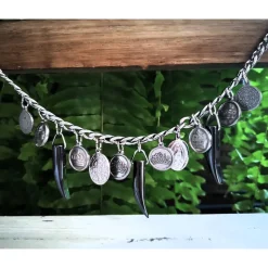 Charivari aus Edelstahl, Dirnd- Schmuck,Trachten, Hochzeit, Hämatit