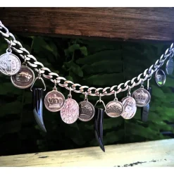 Charivari aus Edelstahl, Dirnd- Schmuck,Trachten, Hochzeit, Hämatit