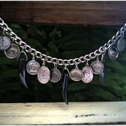 Charivari aus Edelstahl, Dirnd- Schmuck,Trachten, Hochzeit, Hämatit