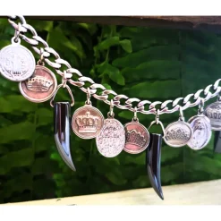 Charivari aus Edelstahl, Dirnd- Schmuck,Trachten, Hochzeit, Hämatit