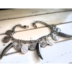 Charivari aus Edelstahl, Dirnd- Schmuck,Trachten, Hochzeit, Hämatit