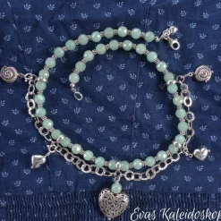 Charivari für den Hals - aufwändige Trachten-Kette aus Aventurin und Silber