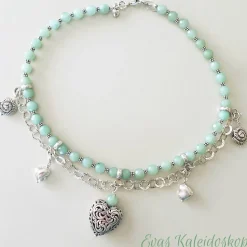 Charivari für den Hals - aufwändige Trachten-Kette aus Aventurin und Silber