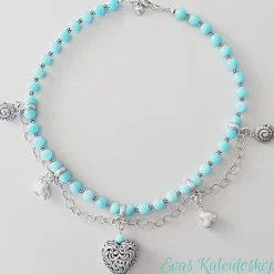 Charivari für den Hals - aufwändige Trachtenkette aus Amazonit und Silber